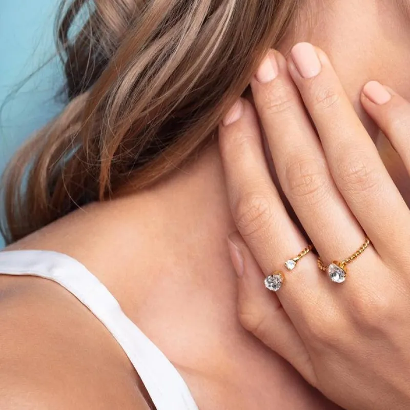 Niki Ring Rhodium / Crystal>Caroline Svedbom Best