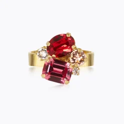 Petite Carolina Ring / Scarlet Combo (Guld)>Caroline Svedbom New