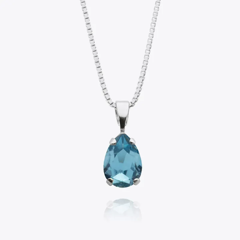 Petite Drop Stud Halsband / Aquamarine (Rhodium)>Caroline Svedbom New