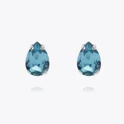 Petite Drop Stud Halsband / Aquamarine (Rhodium)><noscript><img width=