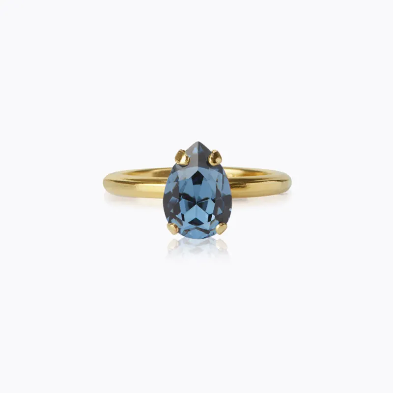 Petite Drop Ring, Denim Blue – Guld>Caroline Svedbom Clearance
