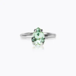 Petite Drop Ring / Chrysolite (Rhodium)>Caroline Svedbom Outlet