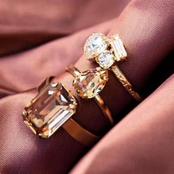 Petite Drop Ring / Light Colorado Topaz (Rhodium)>Caroline Svedbom New