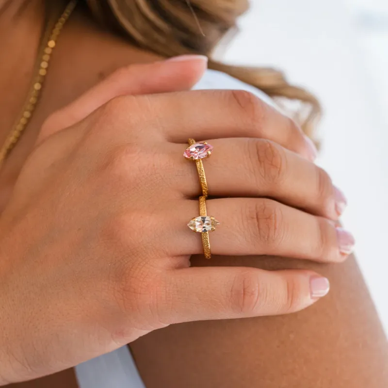 Petite Navette Ring / Light Rose (Guld)>Caroline Svedbom Clearance