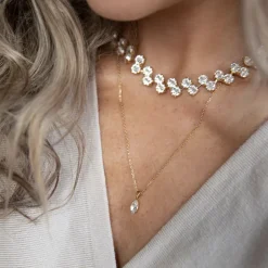 Petite Navette Halsband / Crystal (Guld)>Caroline Svedbom Online