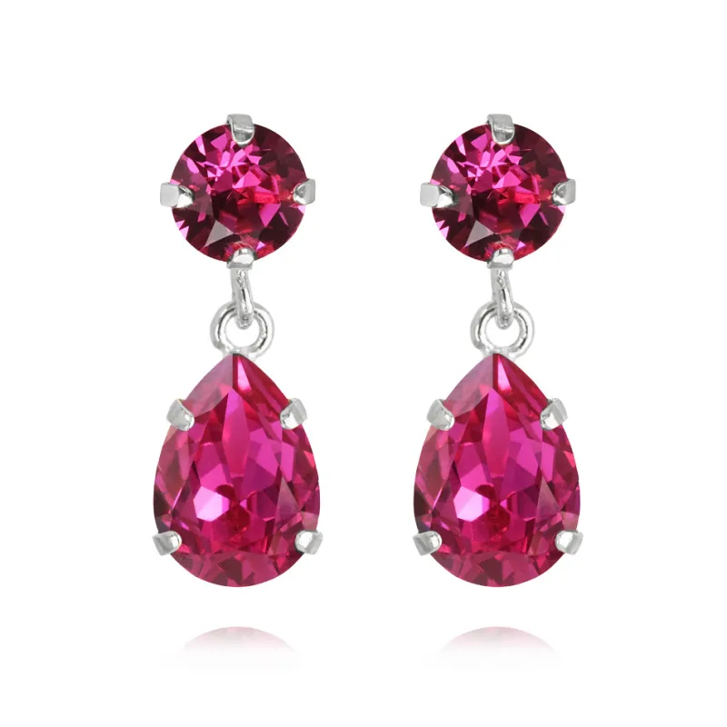 Örhängen Mini Drop Fuchsia (Rhodium)>Caroline Svedbom Clearance