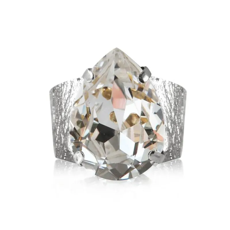 Ring Classic Drop Crystal (Rhodium)>Caroline Svedbom New