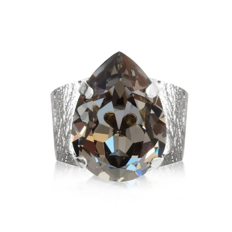 Ring Classic Drop Black Diamond (Rhodium)>Caroline Svedbom Clearance
