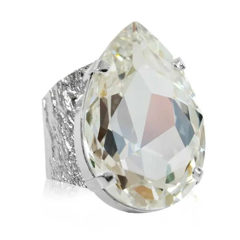 Ring Perfect Drop Crystal (Rhodium)>Caroline Svedbom Sale