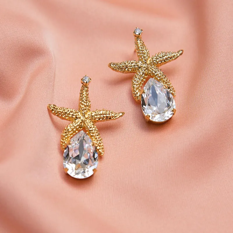 Sea Star Drop Örhängen / Crystal (Guld)>Caroline Svedbom Best