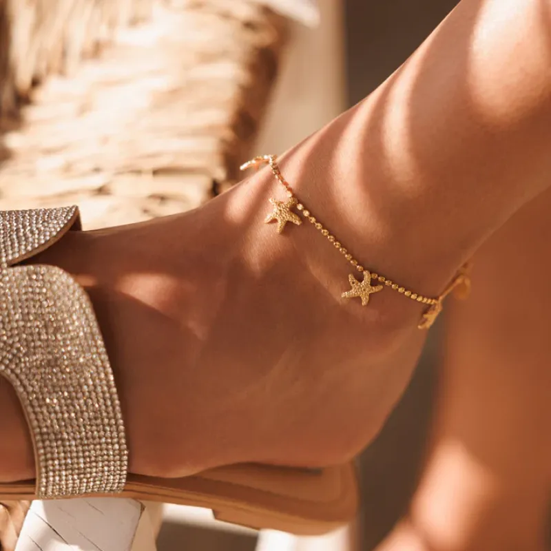 Sea Star Ankel Chain (Rhodium)>Caroline Svedbom New