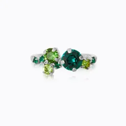 Stardust Ring / Green Combo (Rhodium)>Caroline Svedbom Online