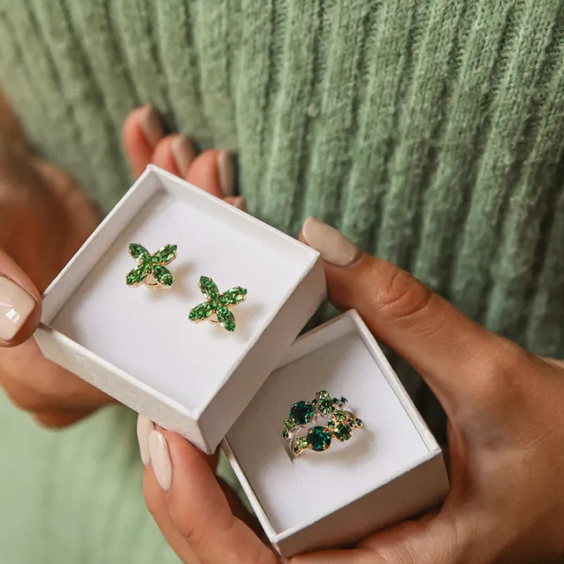 Stardust Ring / Green Combo (Rhodium)>Caroline Svedbom Online