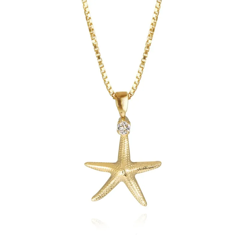 Starfish Halsband Guld Crystal>Caroline Svedbom Best