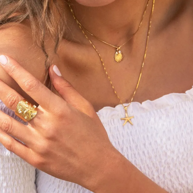 Starfish Halsband Guld Crystal>Caroline Svedbom Best