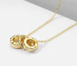 Elegant Guldhalsband med 18K förgyllning med CZ 42+5 cm>Celine Estelle Online