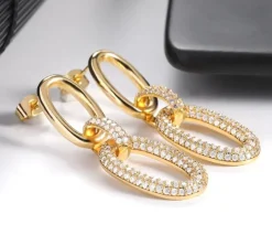 Guld örhängen med 18K förgyllning och cubic zirconia stenar>Celine Estelle