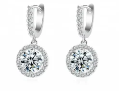 Celine Estelle Runda hängade Silverörhängen med cubic zirconia>KAMPANJ Outlet