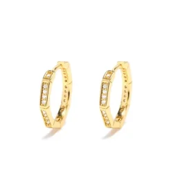 Celine Estelle Sexkantiga Guldörhängen med 18K förgyllning och cubic zirconia>KAMPANJ Clearance
