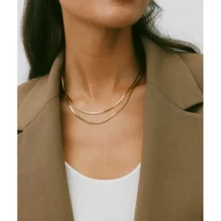 Square Link Halsband Guld><noscript><img width=