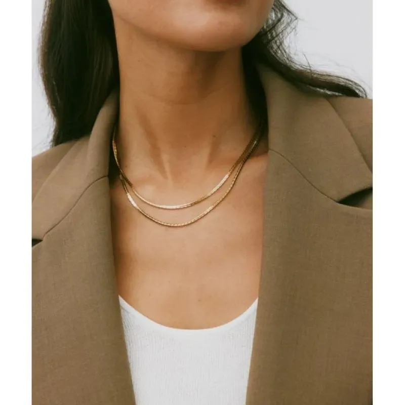 Square Link Halsband Guld>Edblad