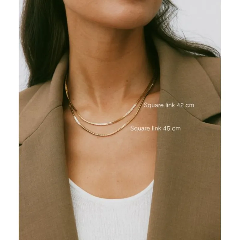 Square Link Halsband Guld>Edblad