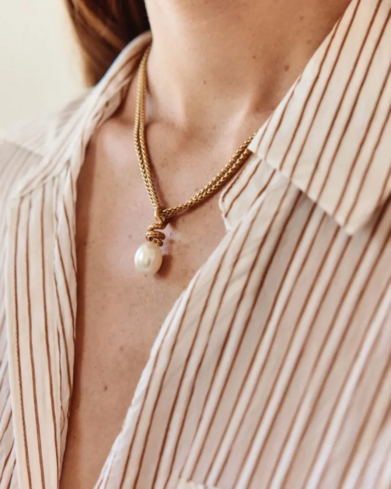 Swivel Halsband Pearl L – Guld>Edblad Best
