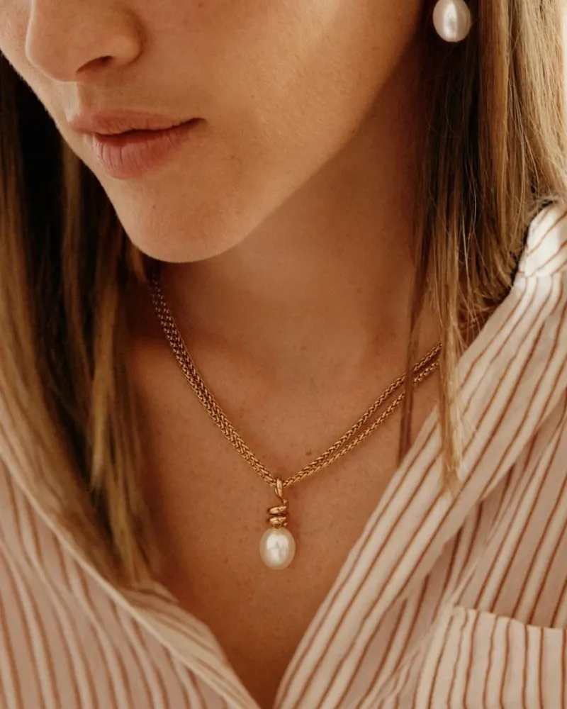 Swivel Halsband Pearl L – Guld>Edblad Best
