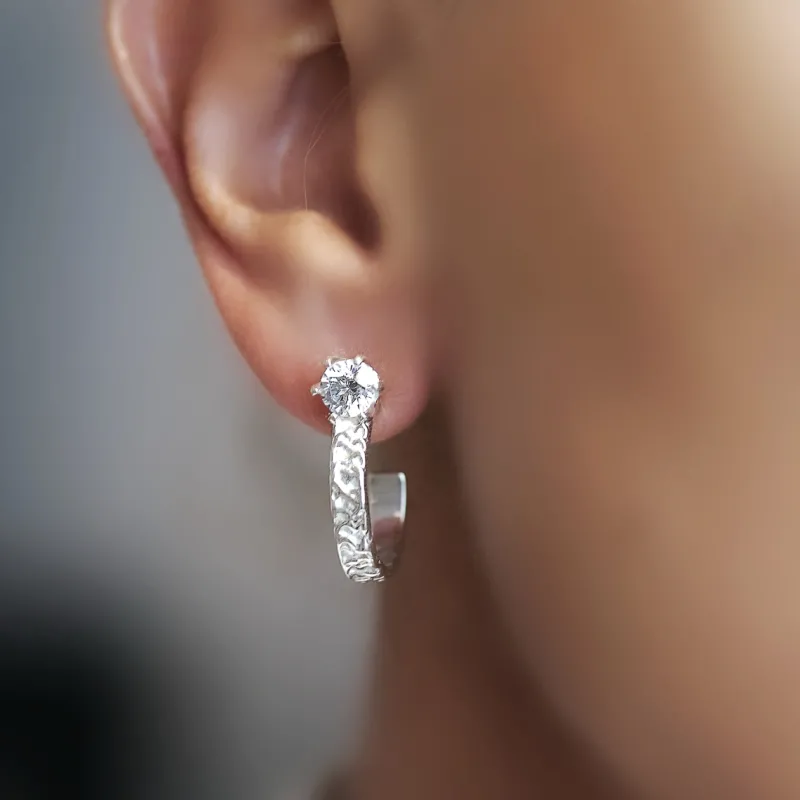 Princess Hoops Stone Silver ear157>Emma Israelsson Outlet