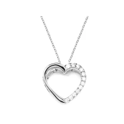 Hjärta Hänge i 18K Vitguld med 0.06ct TW/SI Diamanter – MSG57W> Clearance
