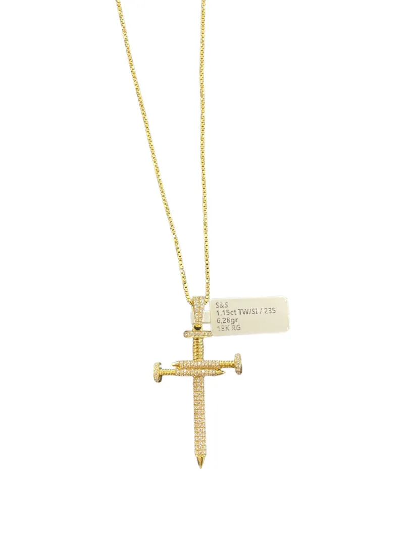 Kors i 18K Guld med 1,15ct TW/SI Diamanter – KG001> Discount