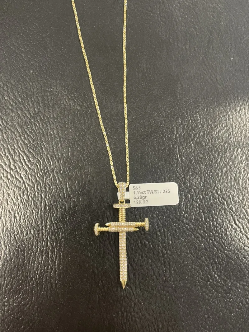 Kors i 18K Guld med 1,15ct TW/SI Diamanter – KG001> Discount