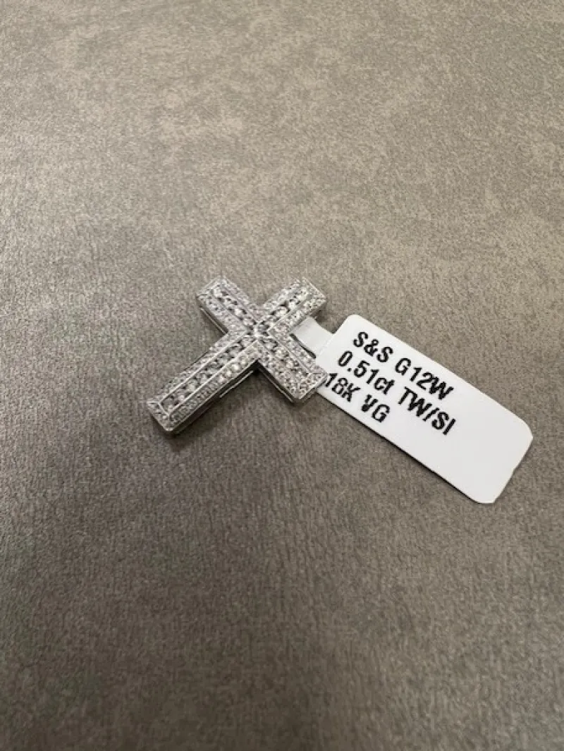 Kors i 18K Vitguld med 0.51ct TW/SI Diamanter – MSG12W> Outlet