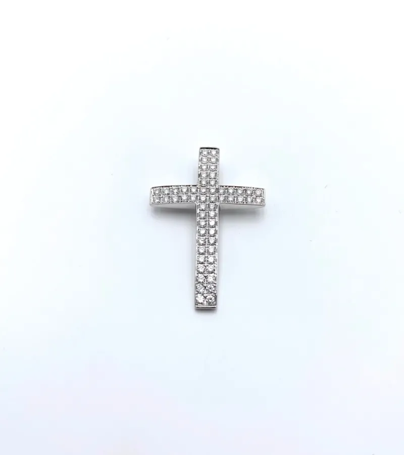Kors i 18K Vitguld med 0.73ct TW/SI Diamanter – MRV01> Online