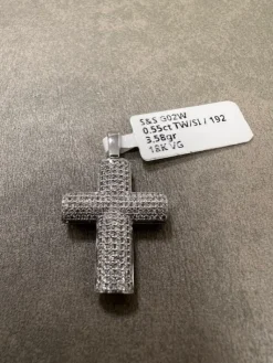 Kors i 18K Vitguld med 0.55ct TW/SI Diamanter – MSG02W><noscript><img width=
