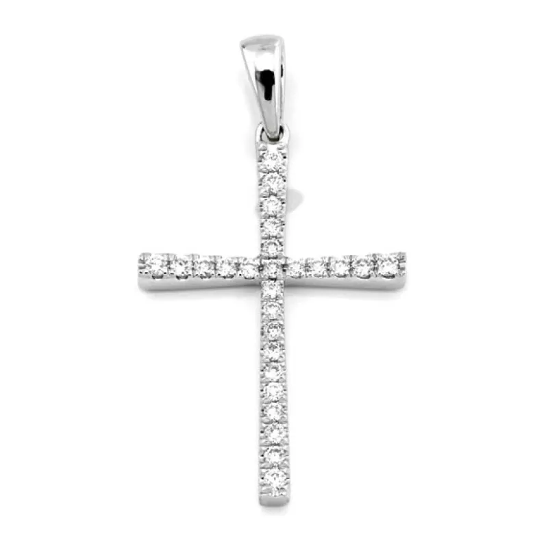 Kors i 18K Vitguld med 0.15ct TW/SI Diamanter – MSG08W>