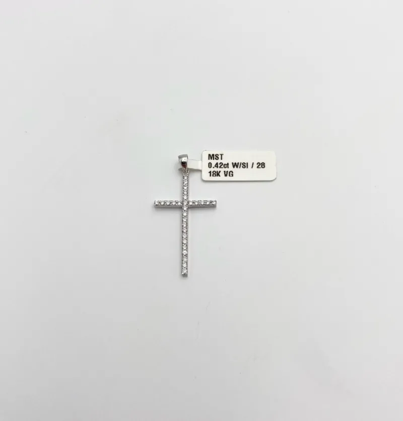 Kors i 18K Vitguld med 0.42ct W/SI Diamanter – MST002>