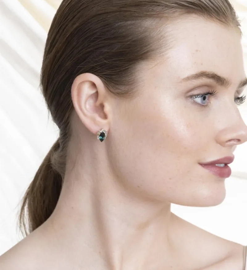 Camille Stud Örhängen – Emerald/Svart (Guld) 65052>Lily And Rose Online