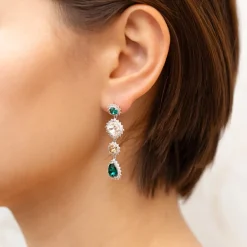 Celia Örhängen Silver – Emerald><noscript><img width=