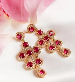 Miss Ophelia Örhängen Guld – Pink Ruby (62238)><noscript><img width=