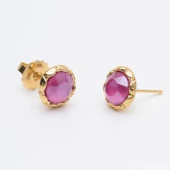 Miss Victoria Stud Örhängen Guld – Peony pink>Lily And Rose