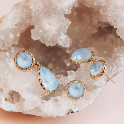 Victoria Raindrop Örhängen – Sky Blue – Guld 62711><noscript><img width=