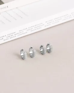 Beaded Örhängen Medium Silver><noscript><img width=