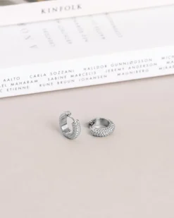 Beaded Örhängen Medium Silver><noscript><img width=
