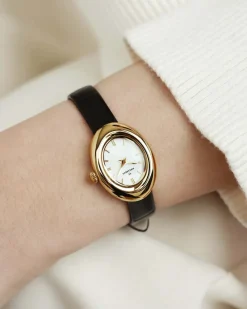 Mockberg Belle Oval Läder Klocka Guld MB1414><noscript><img width=