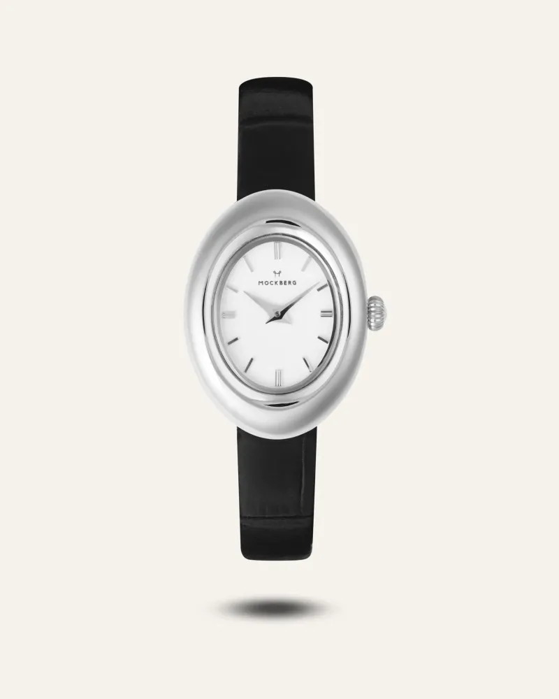 Mockberg Belle Oval Läder Klocka Silver MB1415>Klockor Best