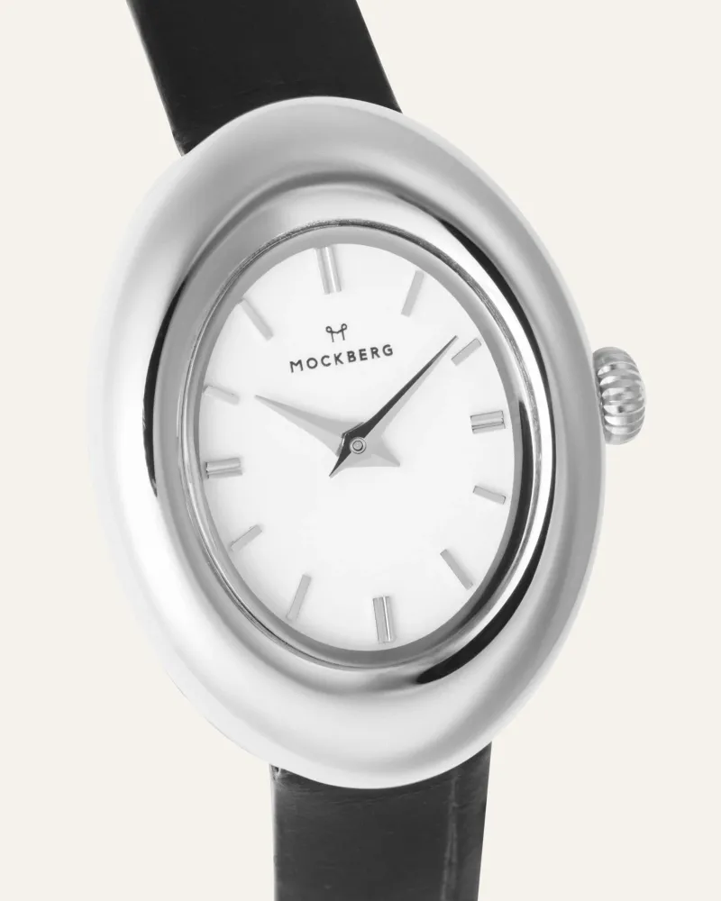 Mockberg Belle Oval Läder Klocka Silver MB1415>Klockor Best