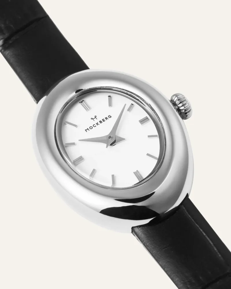 Mockberg Belle Oval Läder Klocka Silver MB1415>Klockor Best
