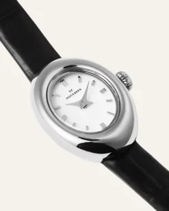 Mockberg Belle Oval Petite Läder Klocka Silver MB1413><noscript><img width=