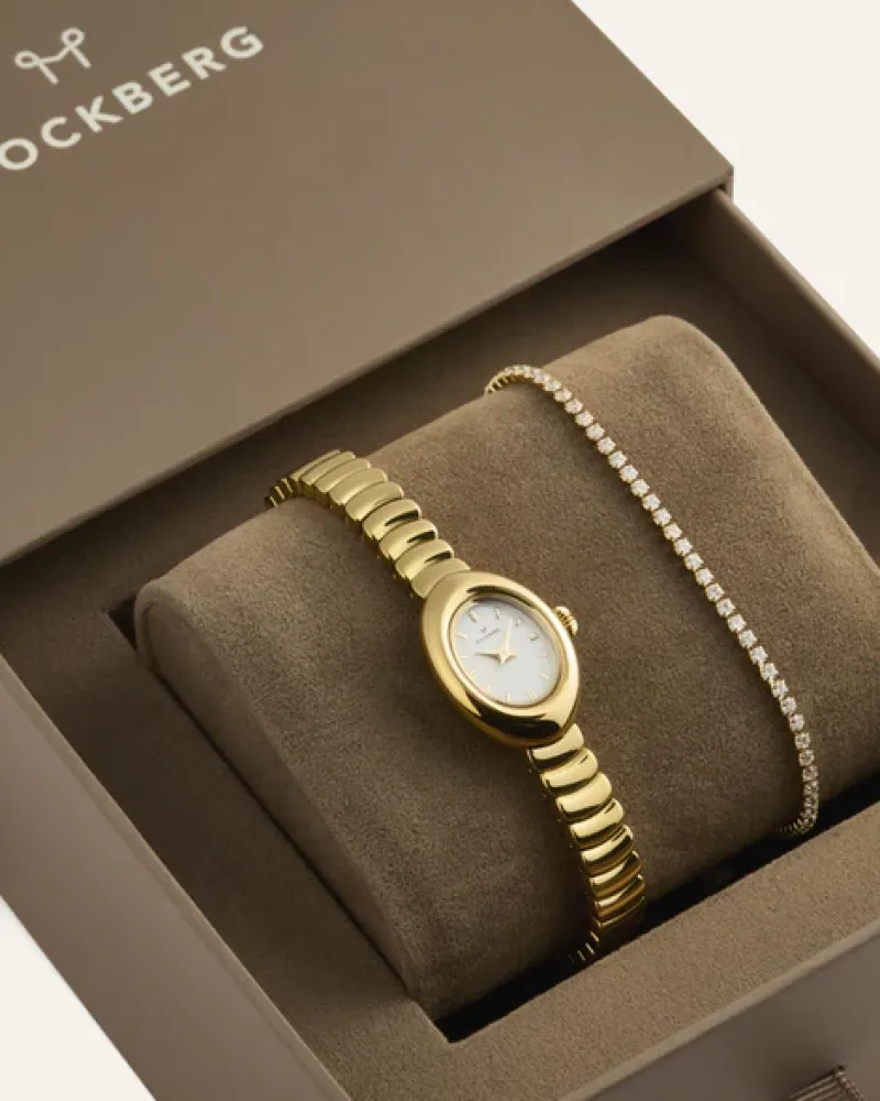 Mockberg Belle Oval Petite Combo Guld>Klockor